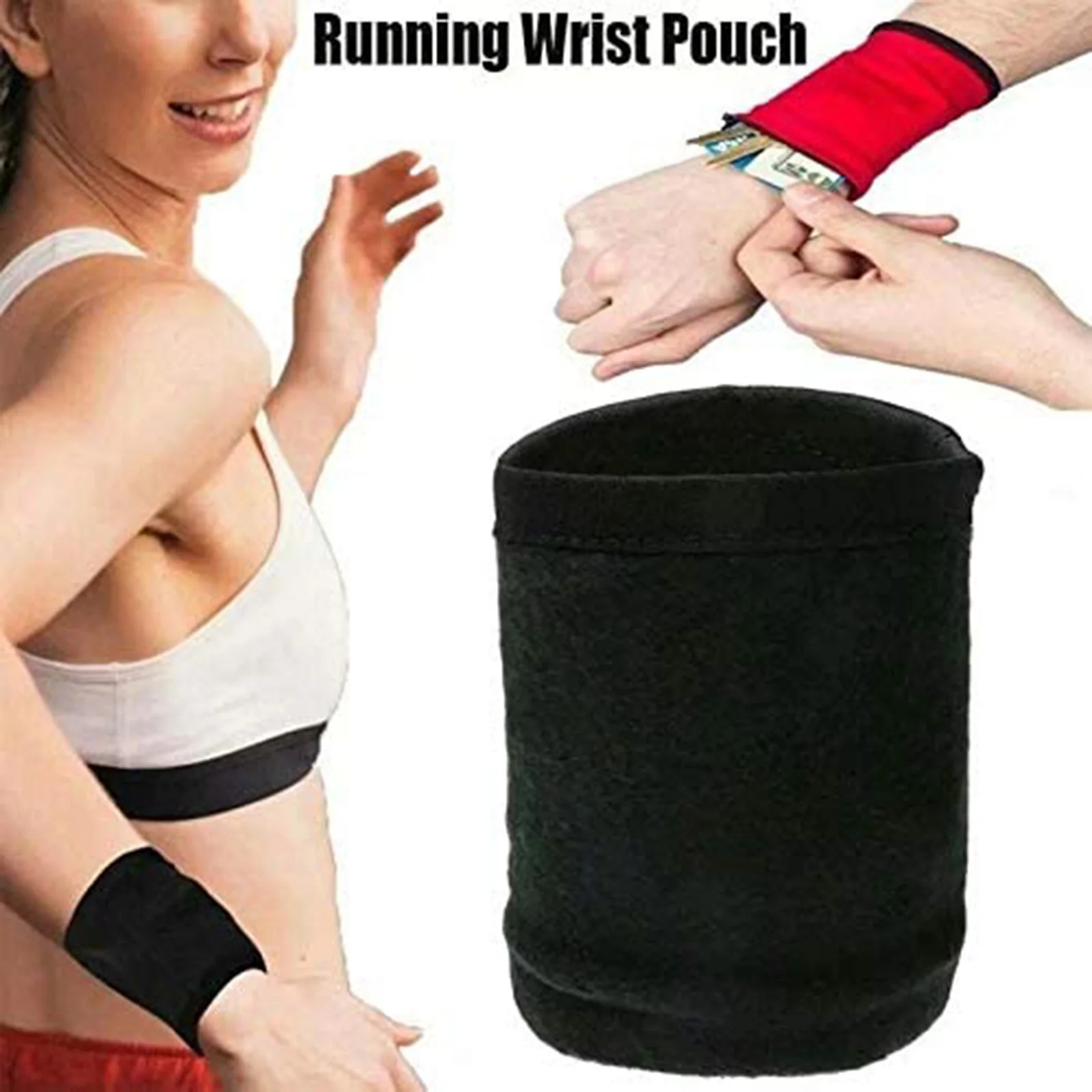 Wrist Pouch Zipper Wrist Pouch Wristband Sweatband Wrist Wallet For Keys Money Cards Running Fitness Cycling Walking