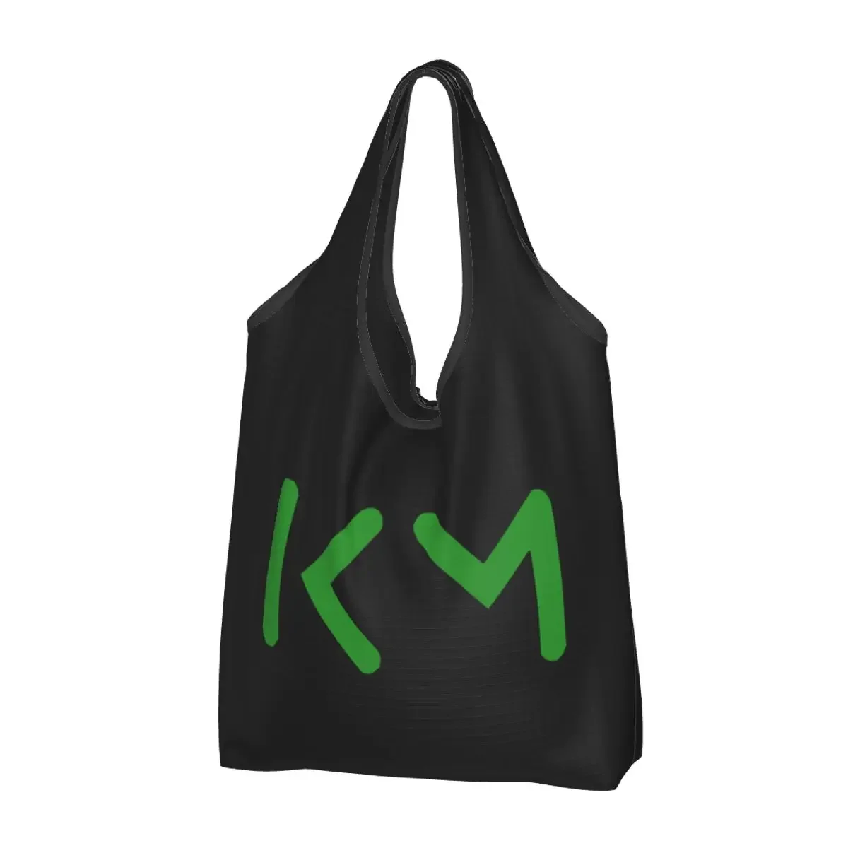 Green KM Mbappes Football Soccer Groceries Shopping Bag Funny Shopper Shoulder Tote  Big Capacity Portable Handbag