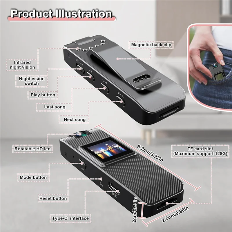 【Shop Now】1080P Video Recorder Camera Small Security Camera With Night Vision Portable Mini Body Camera For Law Sports Delivery