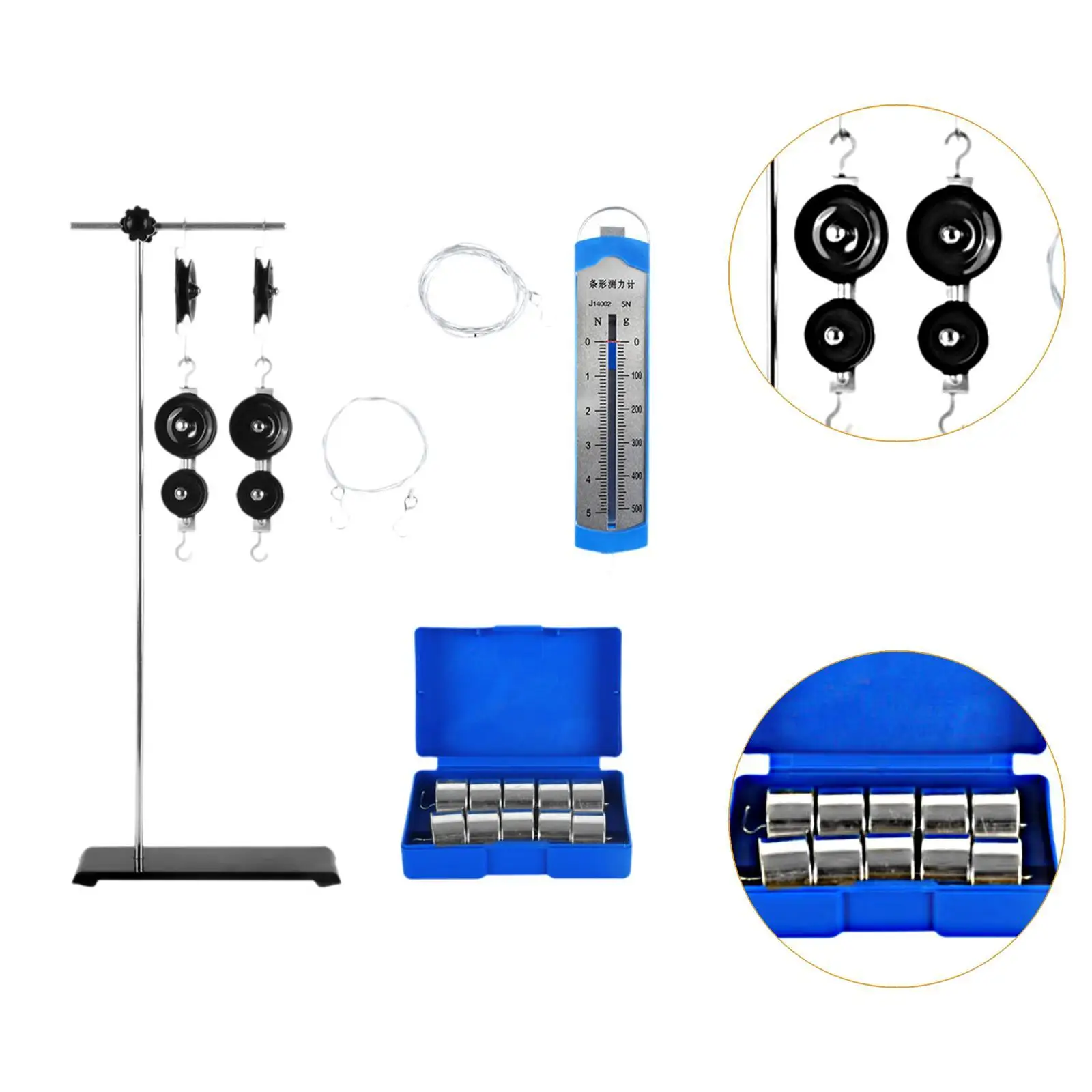 Riemenscheiben-Set für physikalische Experimente, Lehrmittel, stabiler Code-Box mit Metallhaken