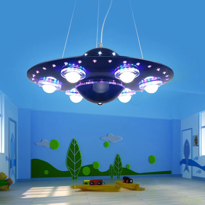 

Creative UFO Spaceship Pendant Lights Hanging Ceiling Suspension Lamp LED Chandelier For Kids Bedroom Restaurant Living Room Bar