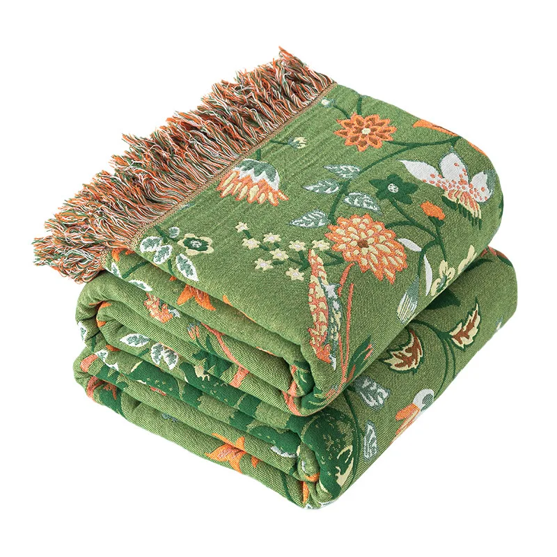Pure Cotton Blanket Muslin Woven Tassel Throw Double Couple Bed Coverlet Quilts AB Side Bedspread On The Bed Summer Nap Blanket