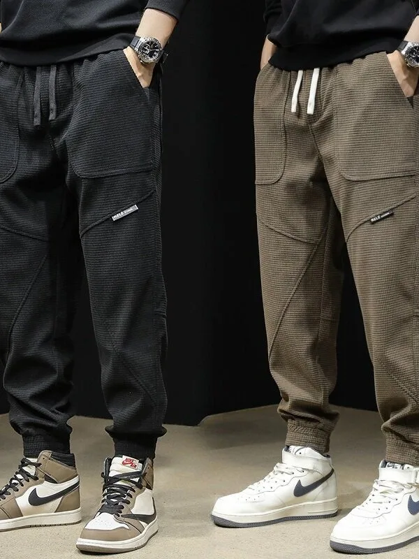 Men's Corduroy Leisure Pants Fleece Lined Cuffed Warmth Trousers Loose Fit Autumn Winter Fashion plus Size Elastic Waist