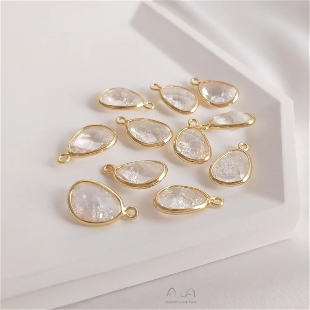 

Color Preservation 14K Real Gold Popcorn Crystal Zircon Lover Bean Bag Edge Water Drop Pendant Diy Jewelry Pendant