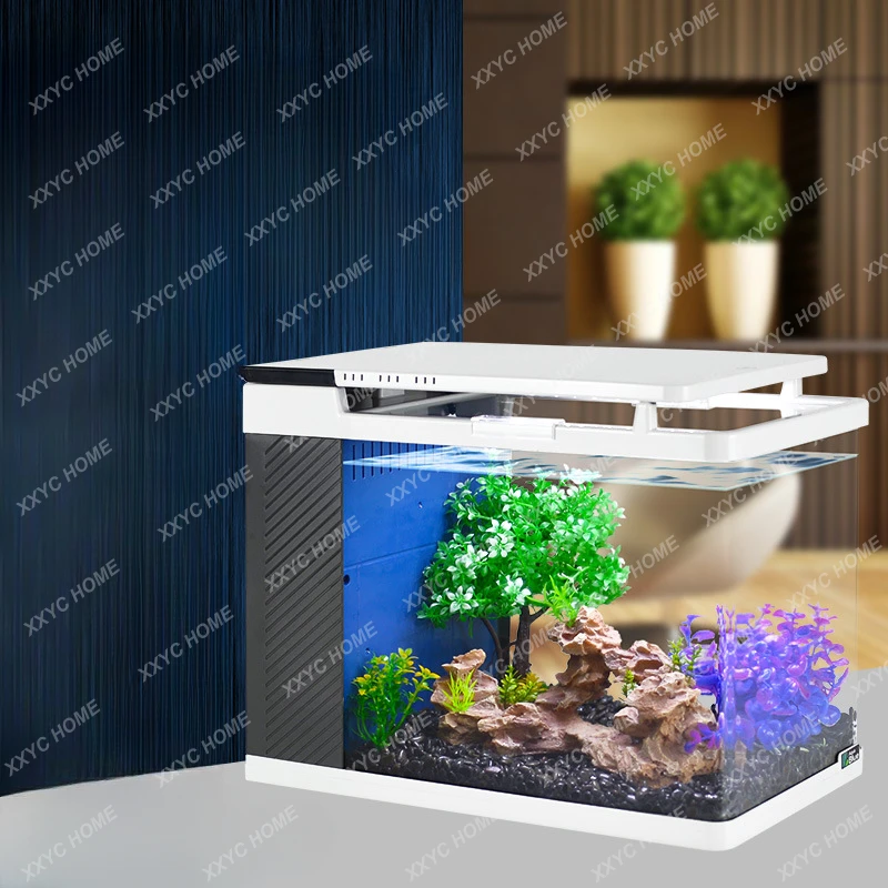 Aquarium Side Filter Ecological Fish Tank HD Glass Hot Bending Creative Fish Tank Mini Small Living Room Fish Tank