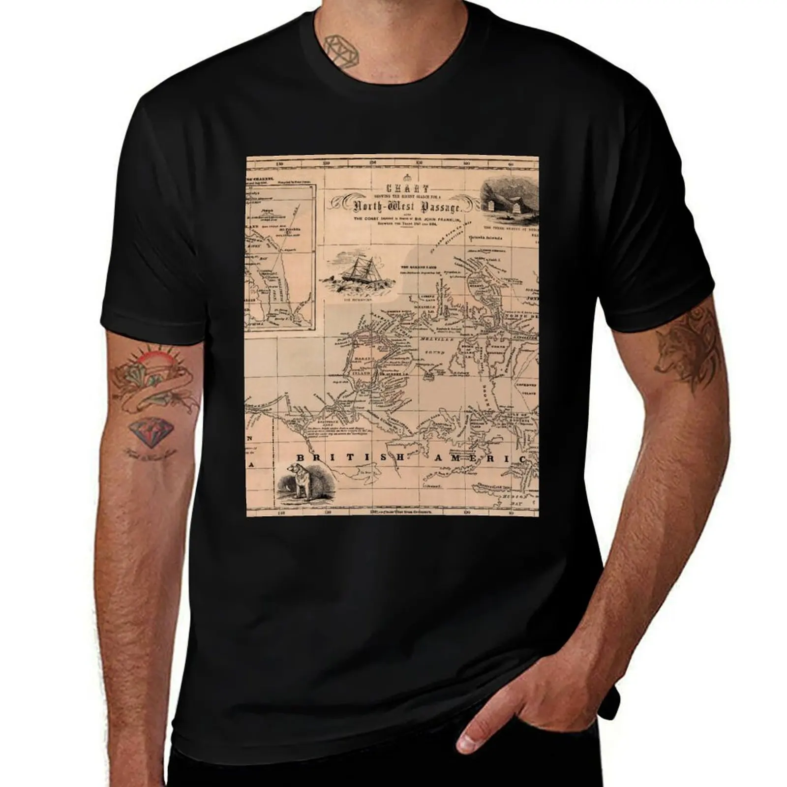 Map of the Northwest Passage 1856 T-Shirt oversized graphic tee graphic shirts summer 2025 Men's t shirts