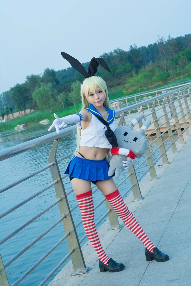 Shimakaze Cosplay Anime Kantai Collection Shimakaze Cosplay Costume Girl's Uniforms wig Sailor Dress Suit Halloween Party - Image 4
