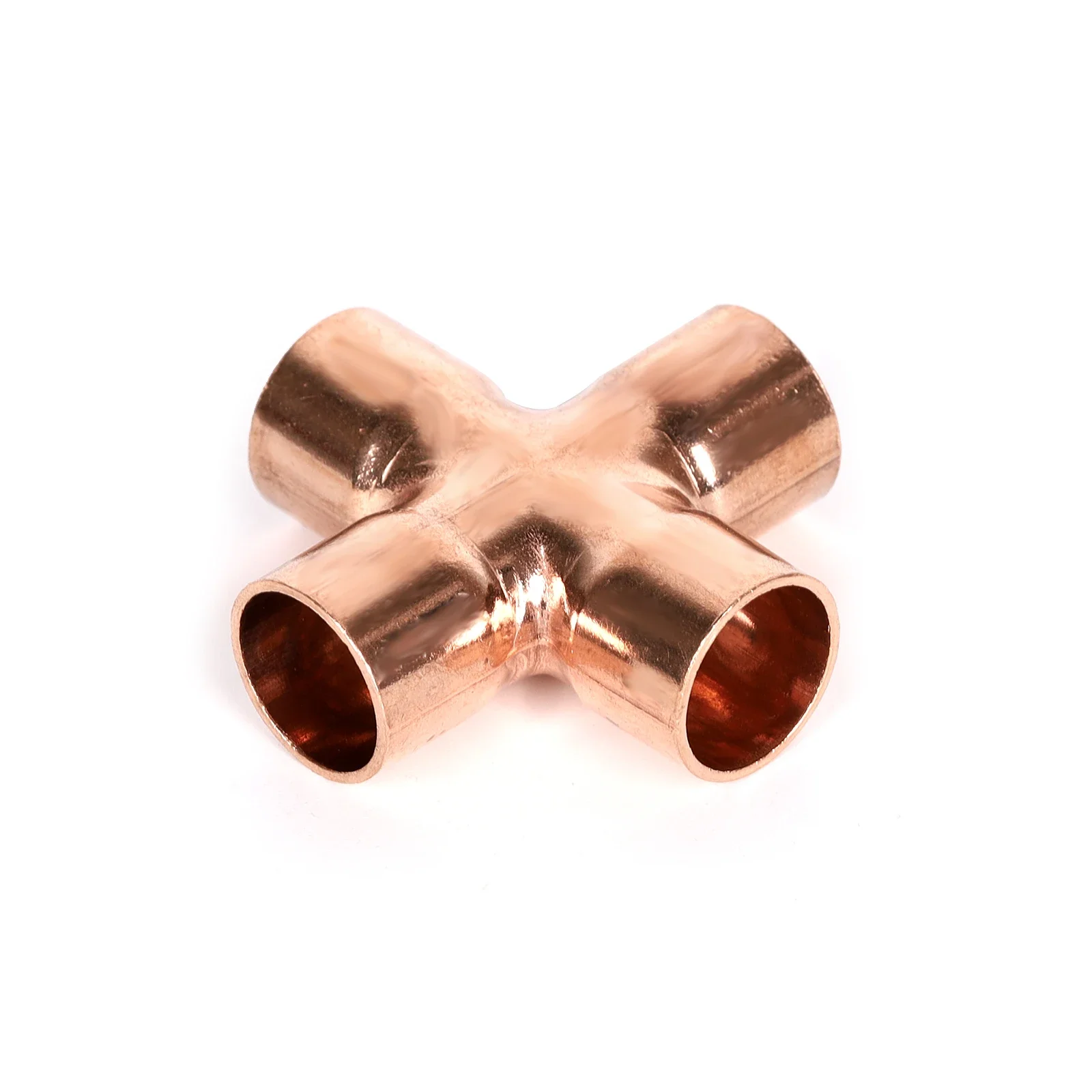 5Pcs/Lot 4-Way Copper Cross Union Pipe Fitting Inner Diameter:15mm for Air-Conditioning System Piping Connections Welding