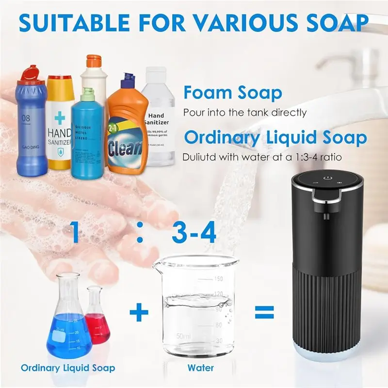 Touchless Foaming Soap Dispenser 350Ml Automatic Multifunctional 4 Level Wall Mount Hands-Free Auto
