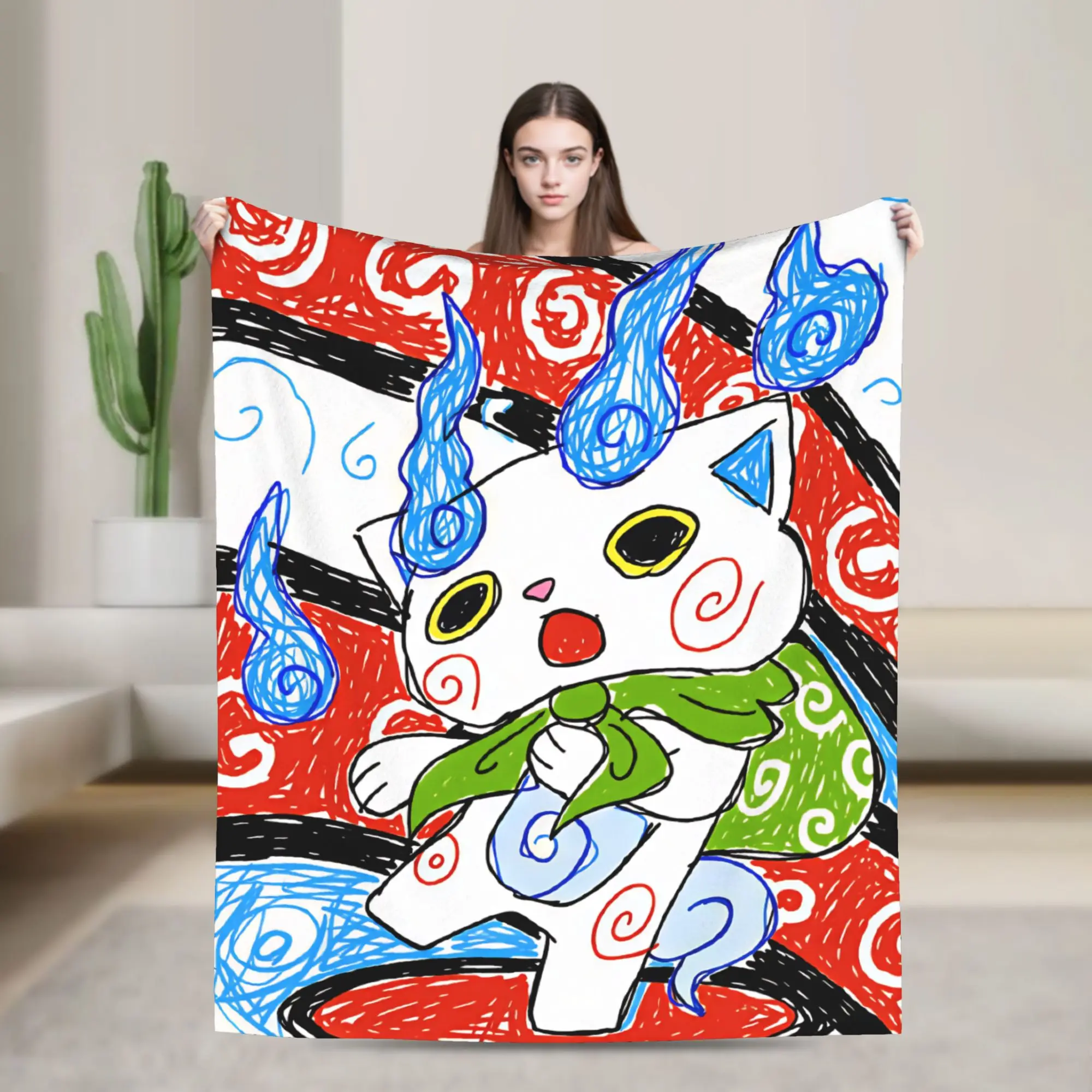 Soft Warm BlanketChild Airplane Travel Yokai Watchs  Bedding Throws  Flannel Bedspread For Couch Bed Fluffy Sofa Bed Cover
