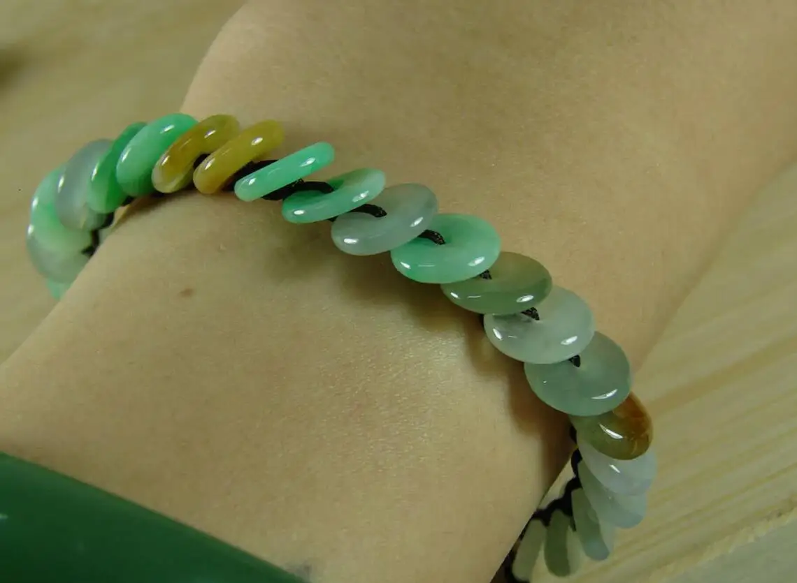 Natural Certified 3 Colors Jade Coin Bangle Bracelet Natural A Jadeite 45-60 MM