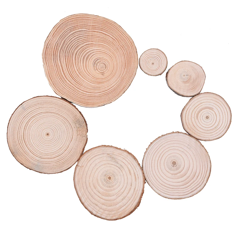 1-10pcs 3-12cm Natural Pine Round Unfinished Wood Slices Circles Log Discs DIY Painting Rustic Wedding Party Wooden Crafts