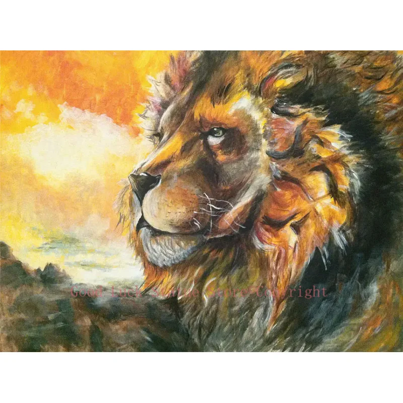 HOME ART - high quality art oil painting-Lion & World # TOP wildlife  animal Decor ART OIL PAINTING ON CANVAS-FREE SHIPPING COST