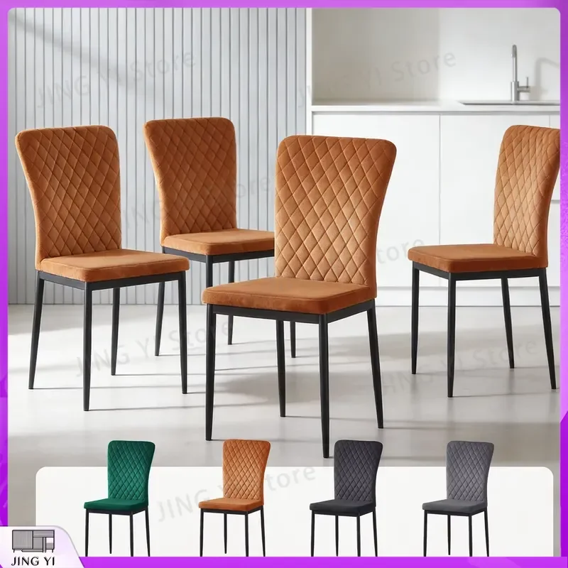 4 Pack 6 Pack Velvet Dining Chairs High Back Armless Upholstered Soft Seat Chrome Legs Restaurant Bar Cafe Chair