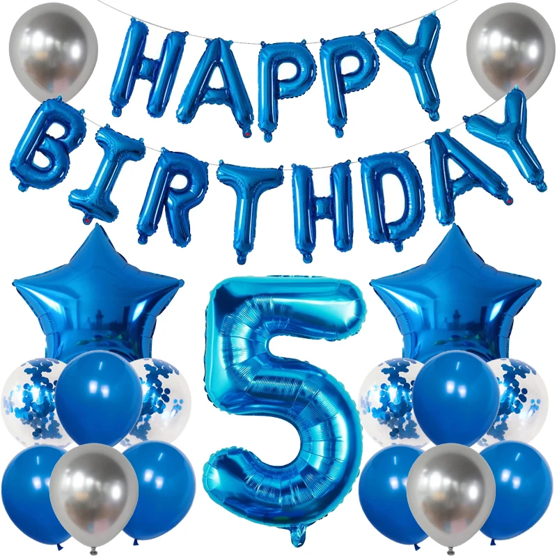 30 Stück Blaue Zahlenballons 1 2 3-9, 32 Zoll für 1.-9. Geburtstag Dekoration, Marineblaue Folien-Zahlenballons für Geburtstagsfeier-Deko