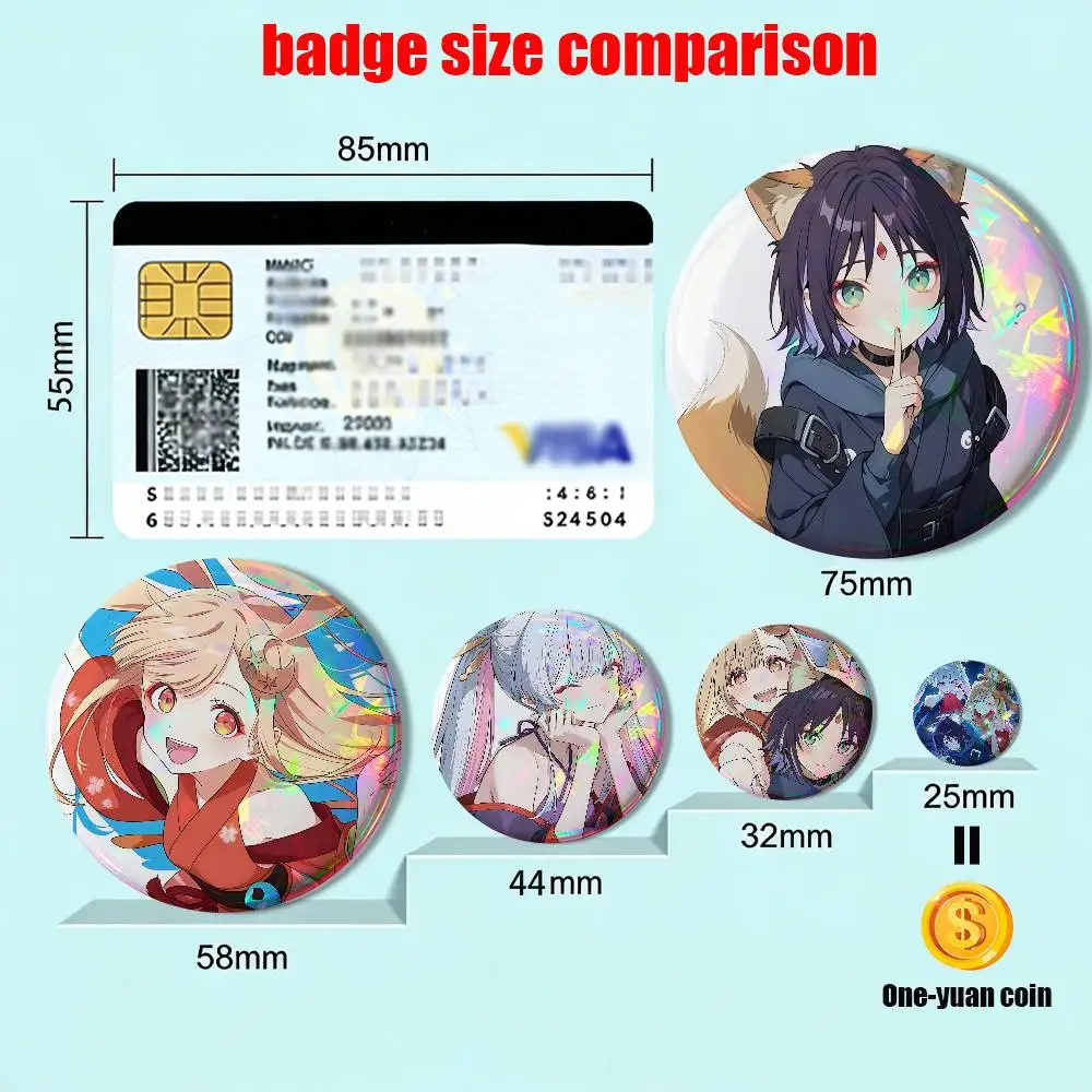 Girl Power Style Kaguya Cosmic Princess Badge on Backpack Clothes decoration Tinplate Round Brooch Funny Custom Gifts for Friend