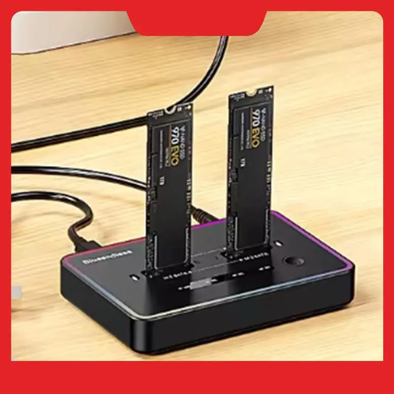 BLUEENDLESS M2 Two Bay SSD Docking Station Hard Drive Base Dual Protocol Hard Disk Reader US Plug