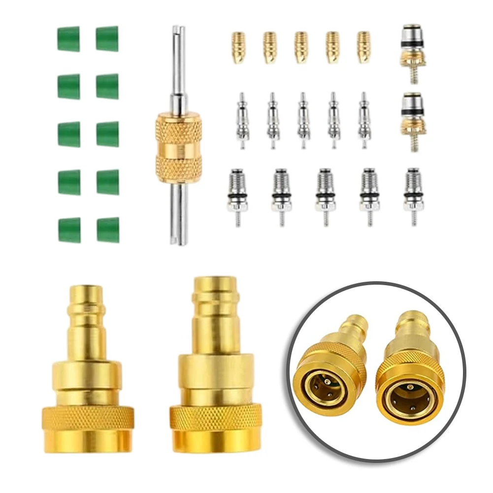 

AC Adapter Set for R1234YF and R134A Systems with High Side Low Side Quick Couplers Core Tools and Sealing Parts