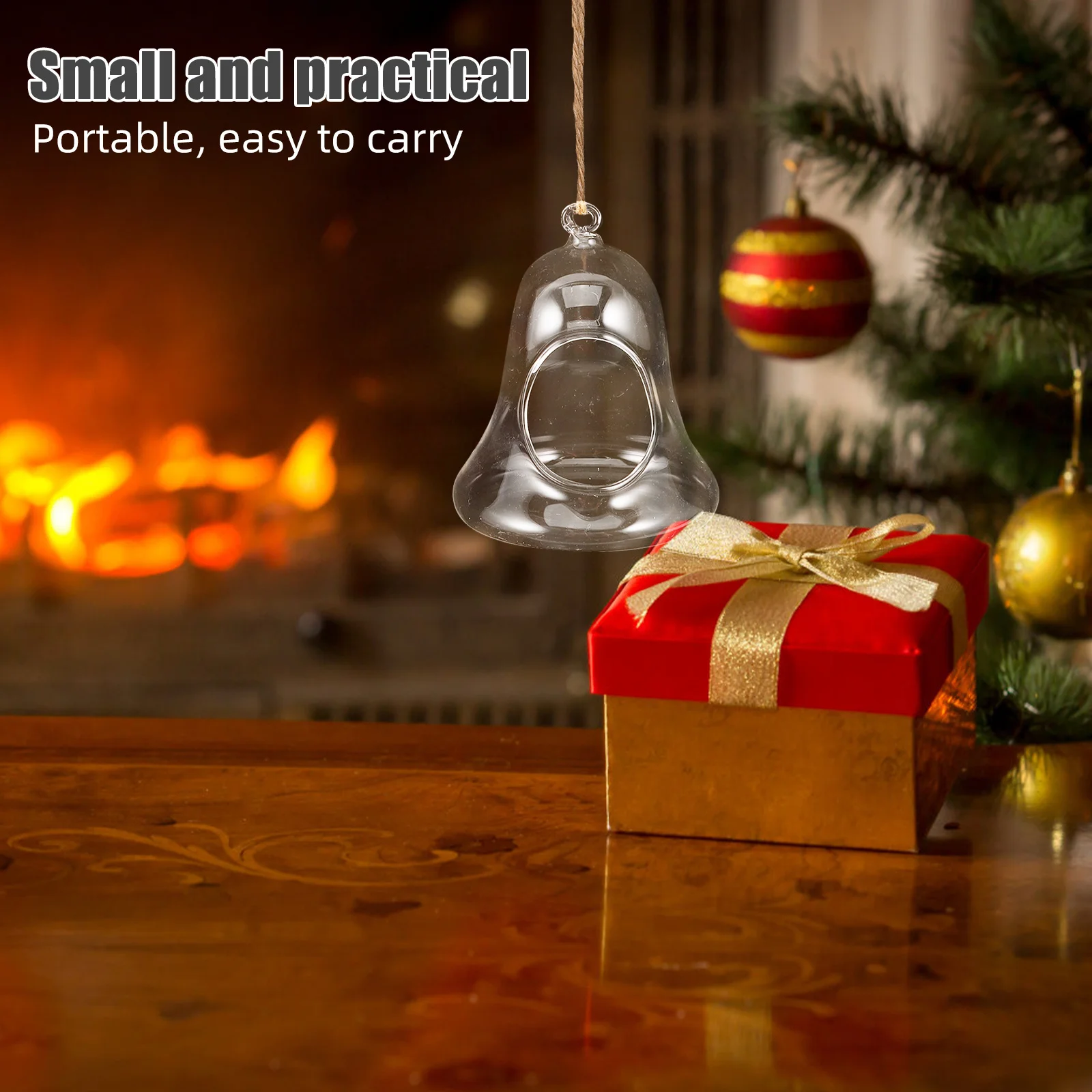 

2Pcs Christmas Bell Decor Transparent Glass Fillable Ornaments for Holiday Parties DIY Xmas Tree Hanging Decor