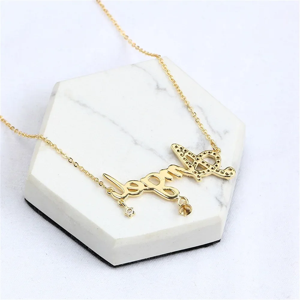 

18K Gold Plated Pearl Chain Set, DIY Jewelry Making Supplies, Blank Pendant Bases for Handmade Accessories, No Pearl