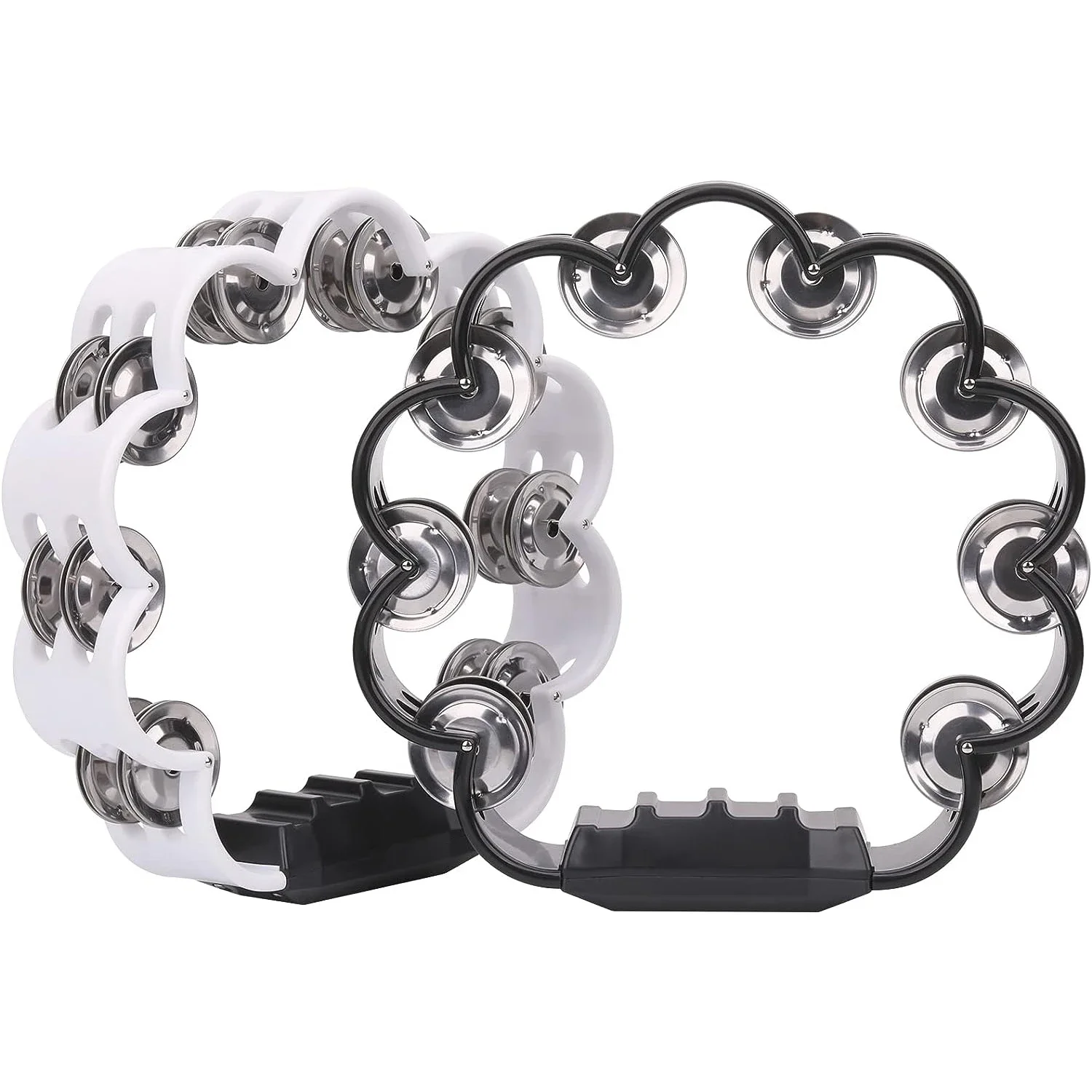 2-Pack 8.25" Double Row Tambourine for Adult Church Party Flower Form Metal Jingles Hand Held Percussion Drum Musical Instrument