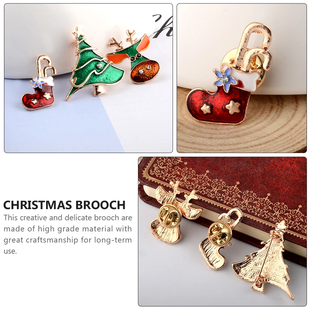 

6 Pcs Christmas Stocking Brooch Clothing Women Accessories Xmas Sock Alloy Clothes Decoration Decorative Miss