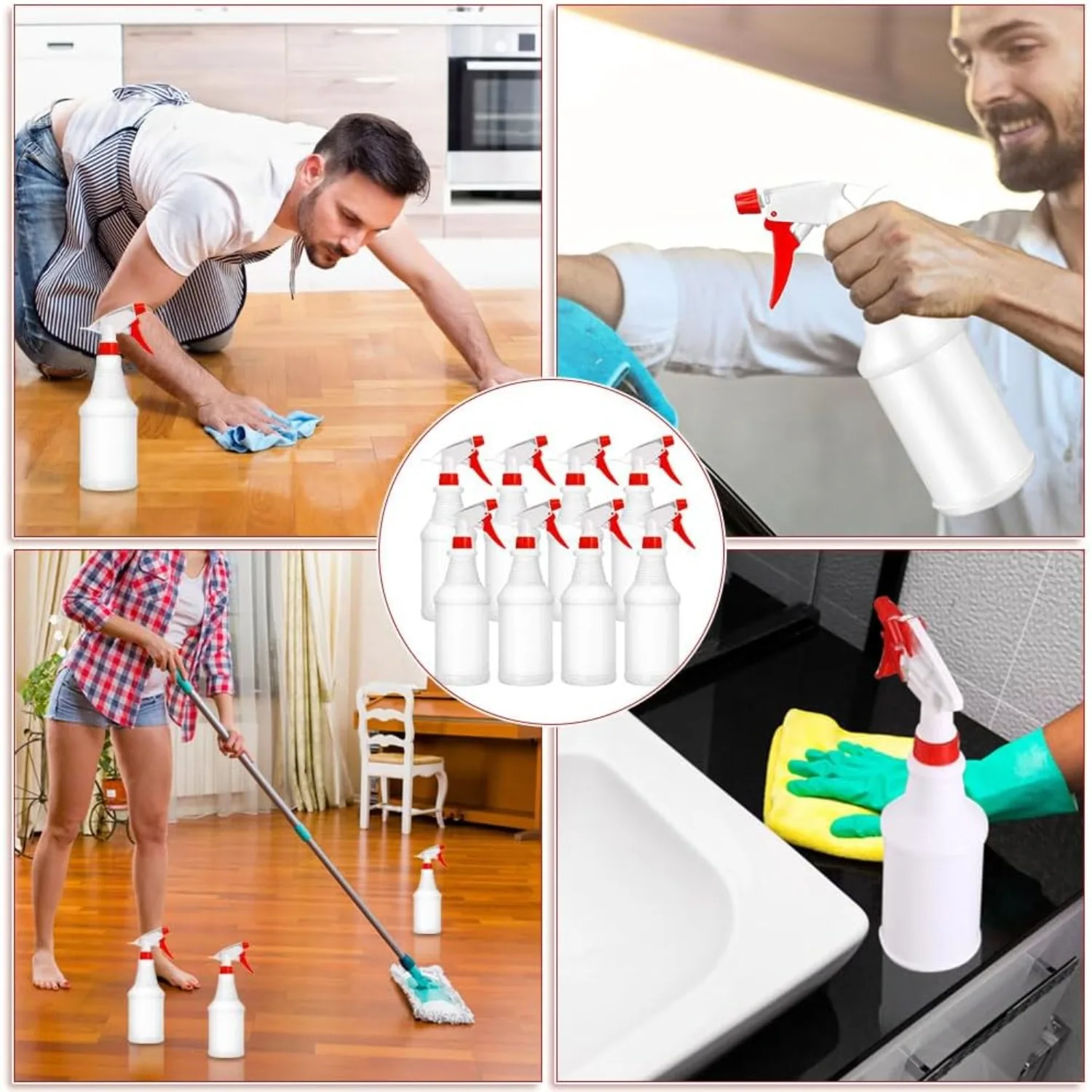 8 Stück 500/650ml Kunststoff-Sprühflaschen mit verstellbarer Düse für Reinigungslösungen, Gartenpflege, Haustiere, auslaufsicherer Handsprüher – Detail 10