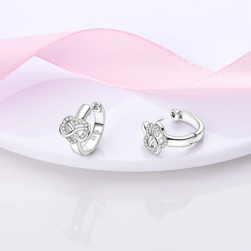 S925 Silver Hoop Earrings for Women Heart Infinity Cross Zircon Earrings Sparkling CZ Small Circle Earrings Fashion Jewelry Gift