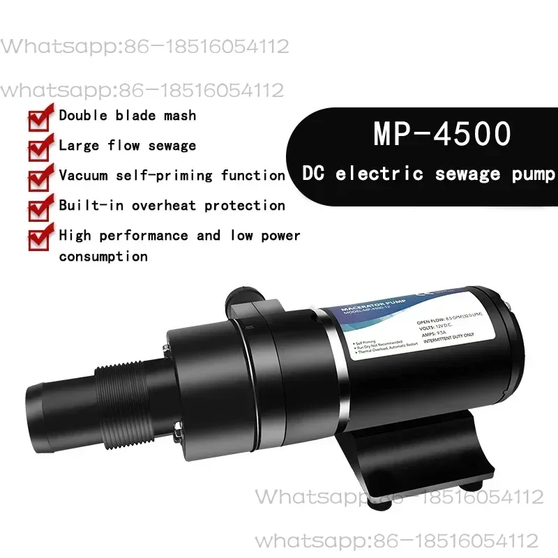 New MP-4500 Cutting Type Sewage Pump Household Toilet Garbage Pump Kitchen No CloggDC 12V 24V Sewage Pump 45/12 (lpm / gpm)