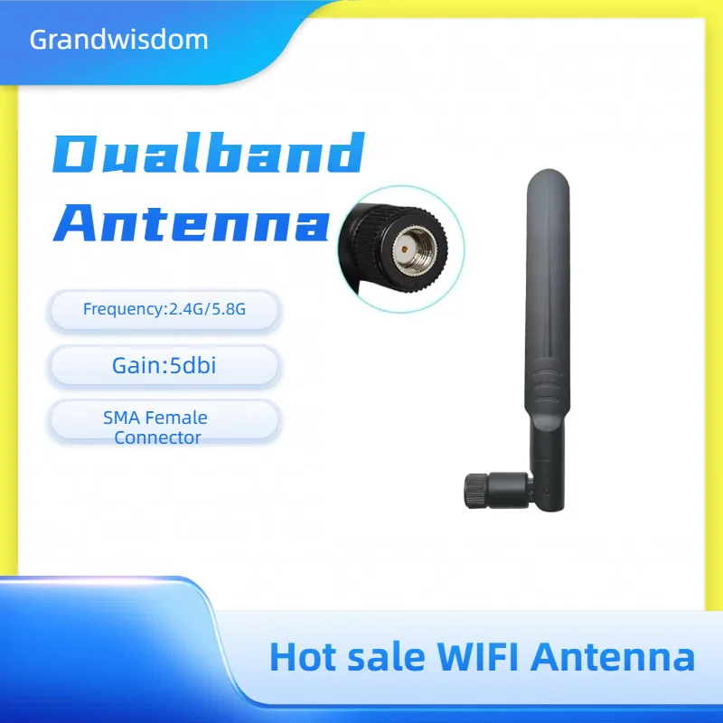 

GRANDWISDOM 5pcs 2.4G/5.8GHZ antenna 5dbi sma female wlan wifi dual band antene iot module router tp link antena high gain