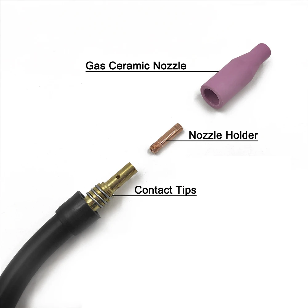 Imagem -02 - Consumíveis da Tocha de Soldagem 0.6 0.8 0.9 1.0 1.2 mm Contato Dicas Mig Mag Tocha de Soldagem de Gás Bocal de Cerâmica para 15ak 14 Peças Lote Mb15ak