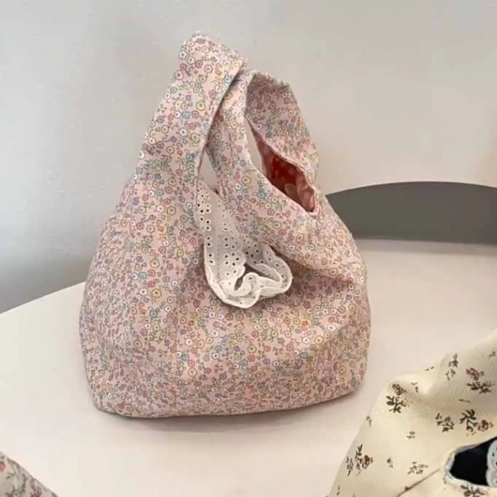 Sweet Purse Fresh Floral Wrist Bag Korean Style Large Capacity Spring Outing Handbag Small Tote Bag Women Shoulder Bag Women