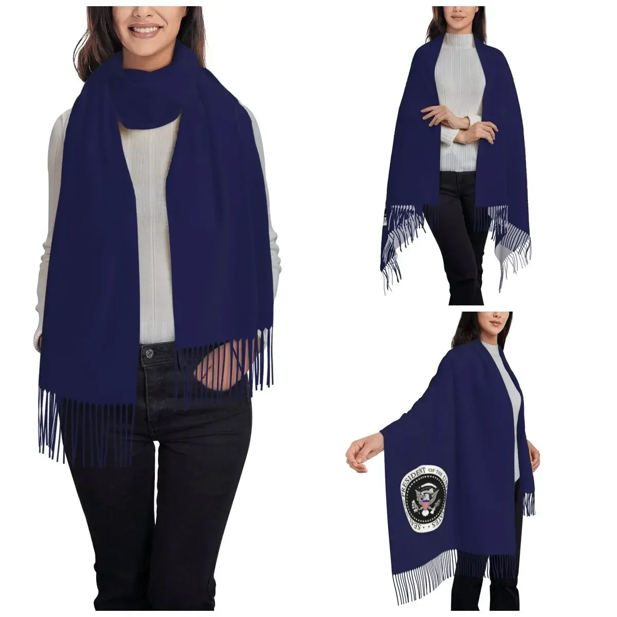 American Presidential Seal Scarf for Women Winter Shawl Wrap USA Trump Election Vote Long Large Shawl Scarf for Evening Dress