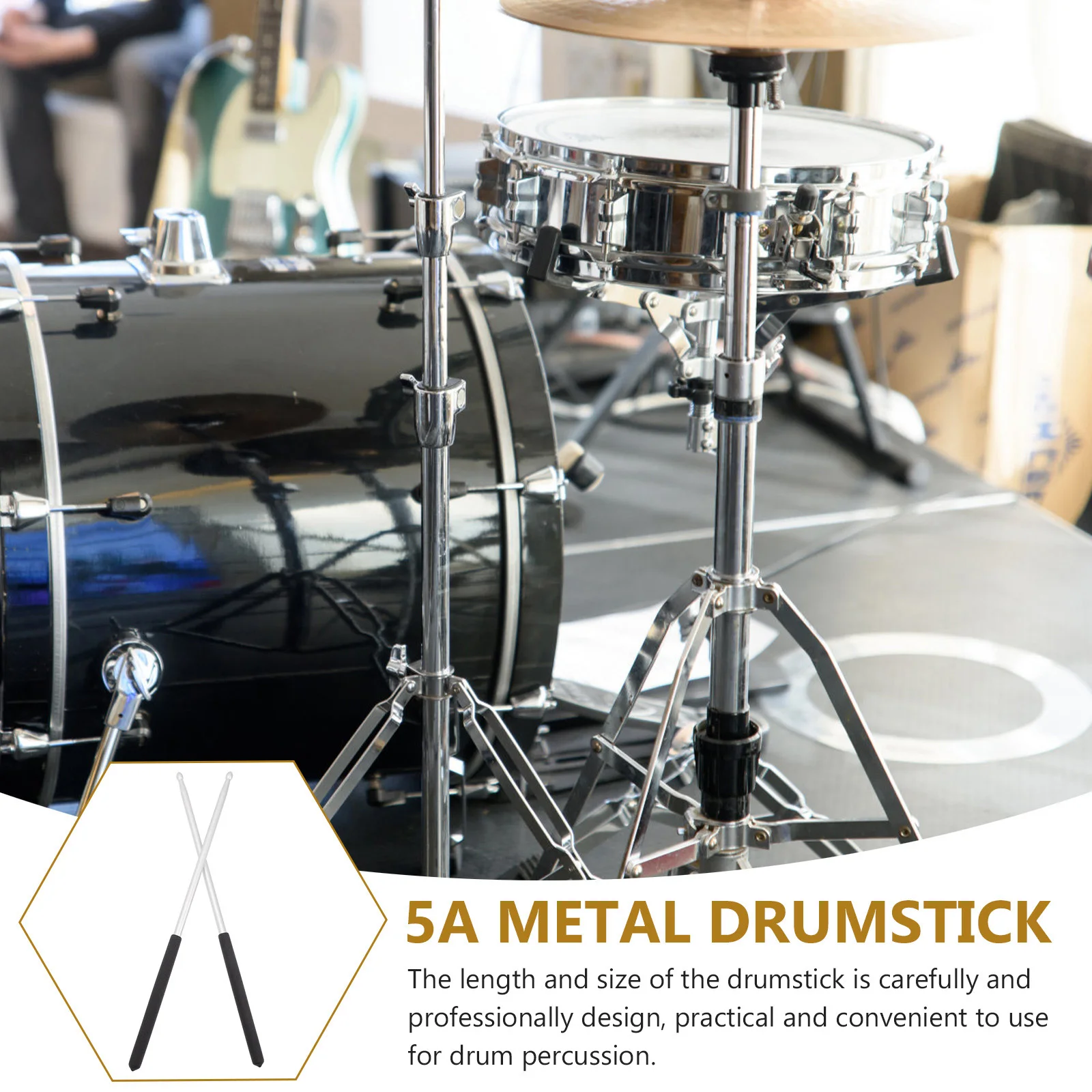 

1Pair Metal Drumsticks Smooth Surface Comfortable Hand Feeling Weight Training Exercise Suitable All Drums Accessory