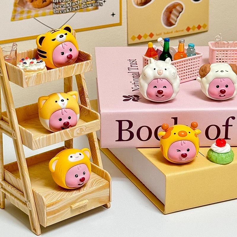 MINISO MINI BEAN Loopy Serie Tier Kopfbedeckung Blind Box Kawaii Dekorative Puppe Modell Ornamente Kinderspielzeug Geburtstagsgeschenk