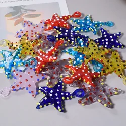 6pcs/Mix Creative Glass Wave Point Starfish 3D Pendant High Quality Jewelry Making Supplies Diy Men Women Necklace Accessories