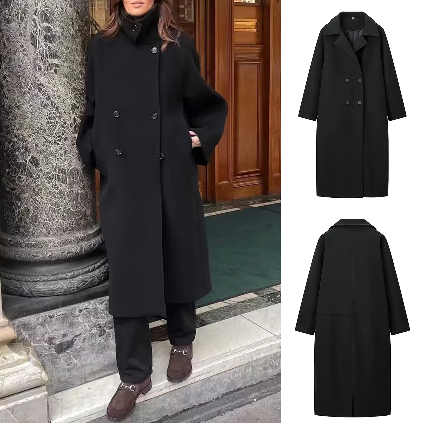 

Осень-зима, Новое поступление, женское двубортное пальто Briti Sle, длинное све, мягкое шерстяное пальто средней длины Jaet