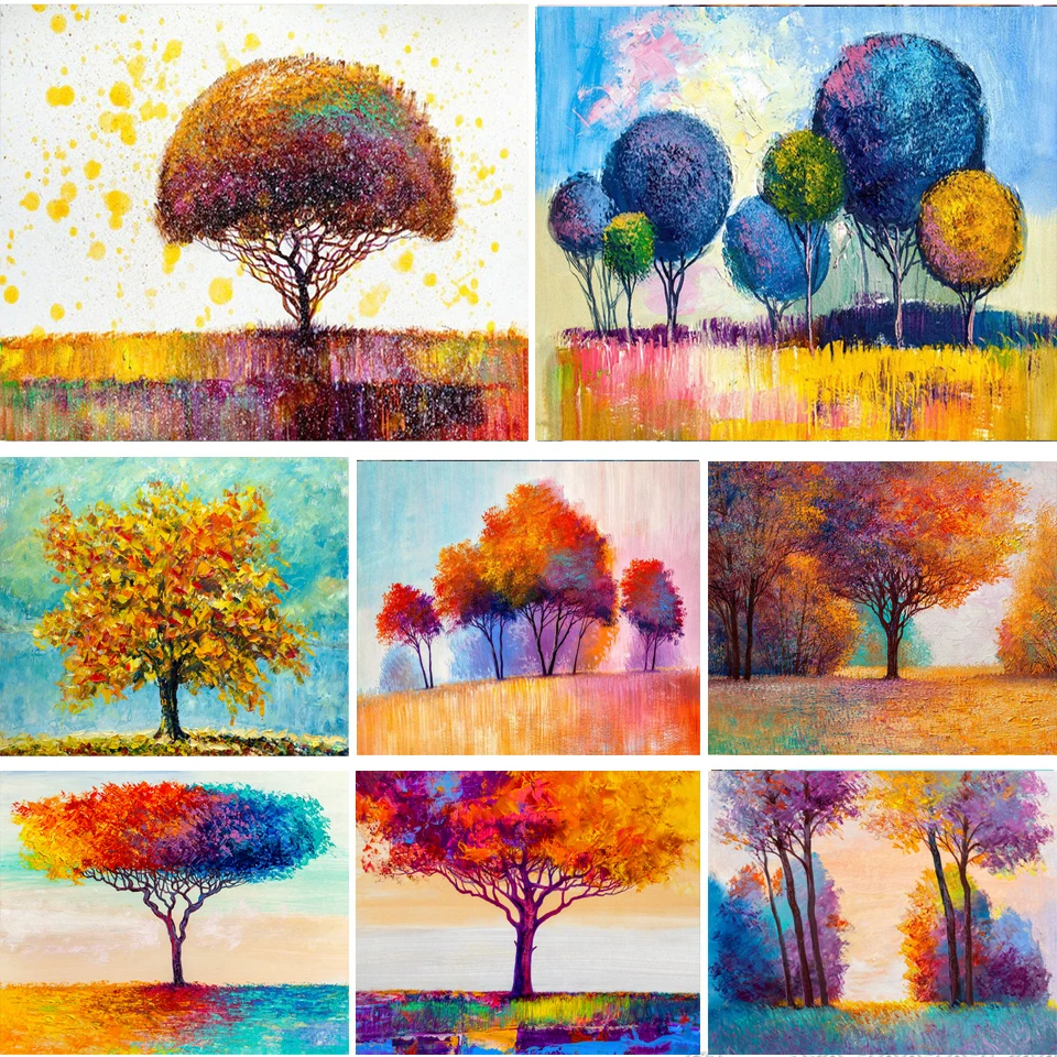 5D Diy Diamond Painting Color Four Seasons Tree Full Rhinestones Embroidery Mosaic Cross Stitch Kits Home Decor New Arrival 2023