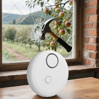 0-130dB Loud Glass Vibration Window Alarm Sensor with Sound and 5 Levels Sensitivity Adjustment, 2-year AAA Battery Included