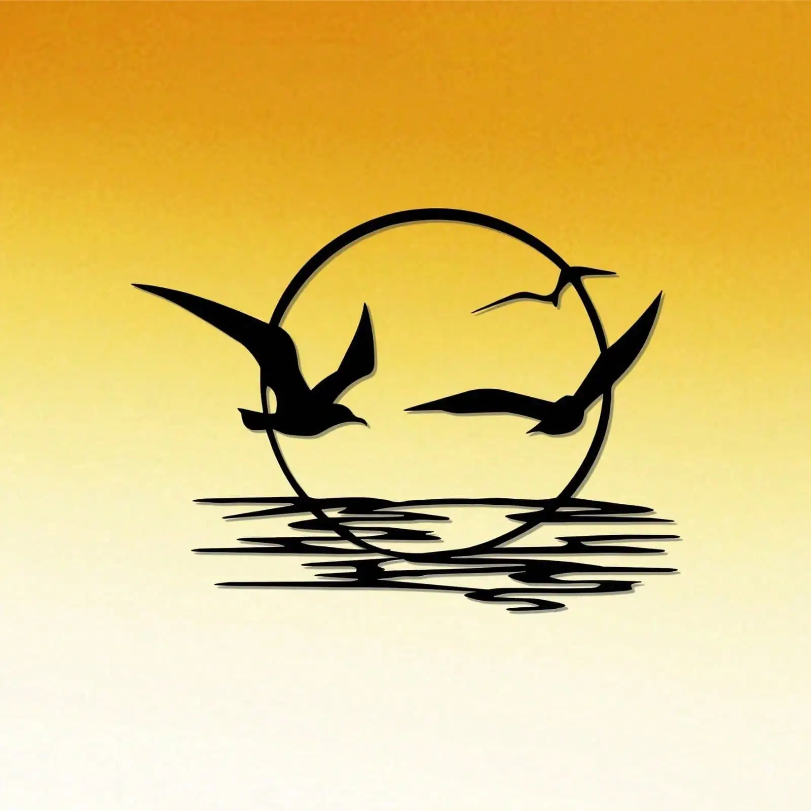 Idée cadeau pour la maison d'inspiration océan - Décoration murale en métal imperméable avec mouette côtière et lever du soleil