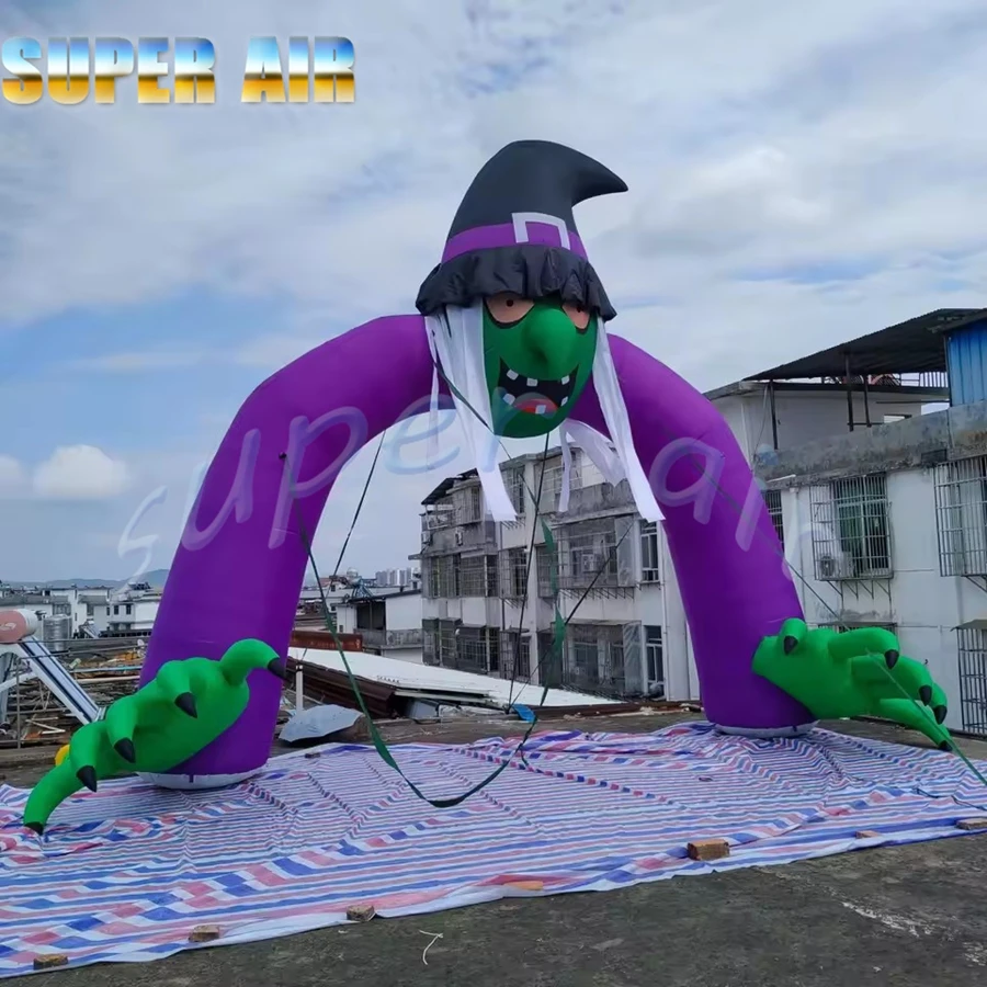 Nadmuchiwany łuk duchów z oświetleniem LED na zamówienie, z wentylatorem, na imprezę Halloween.