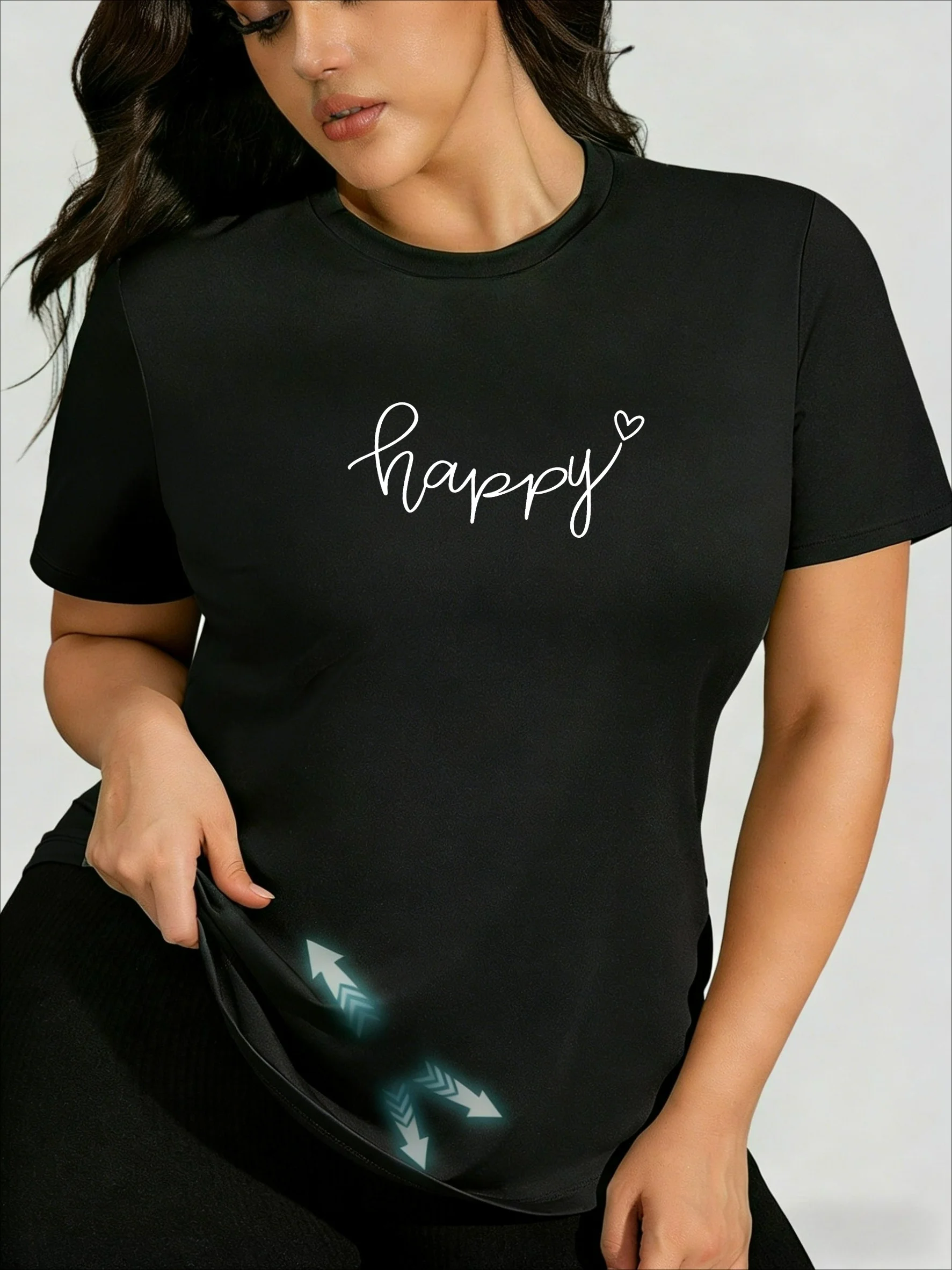 

Минималистичный буквенный шрифт в форме сердца T! Женская футболка больших размеров, стильная, сексуальная и удобная, приятная к телу, повседневная, модная.