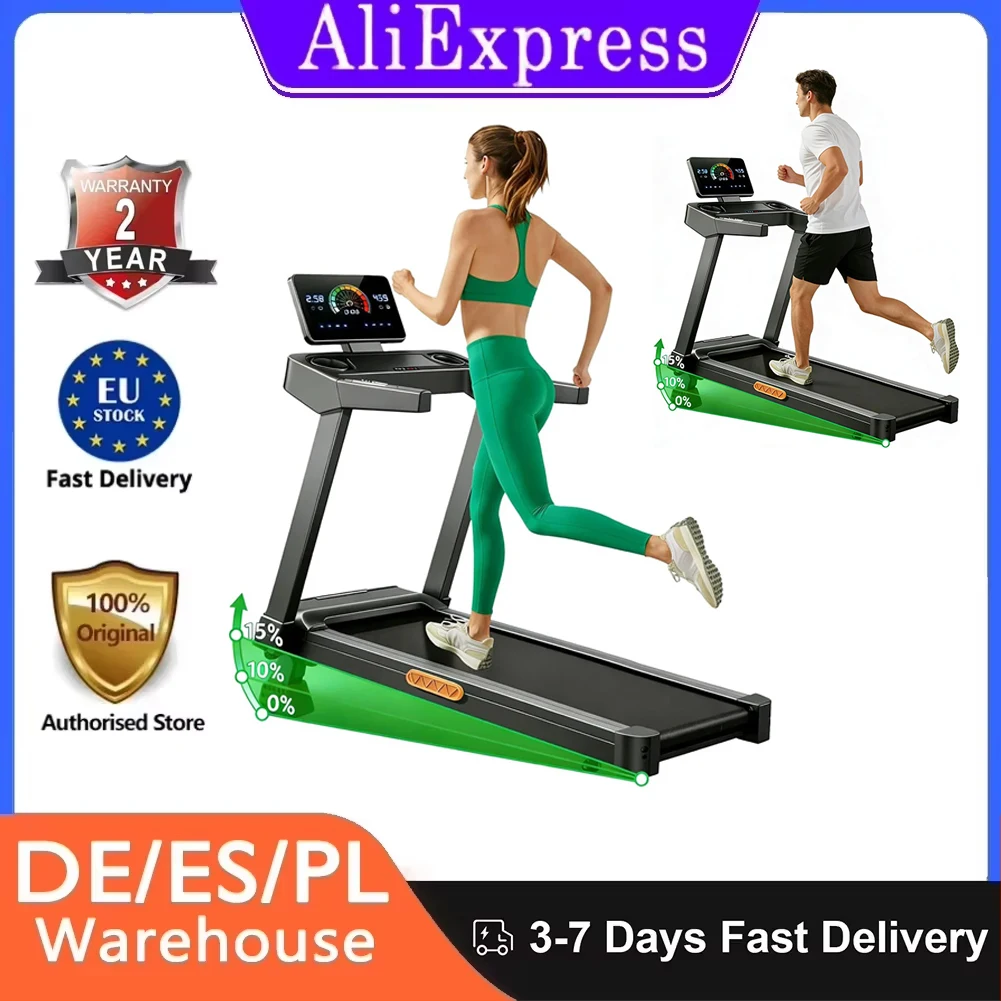 ROBORE L20 Laufband 15% Einstellbare Steigung 3,5 PS Bürstenloser Motor 14km/h Geschwindigkeit 180kg Max. Belastung LED-Anzeige & Herzfrequenz-Handläufe