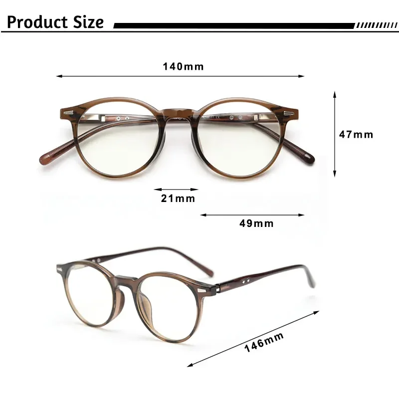 CATERSIDE-Retro Rodada Óculos Quadro para Homens e Mulheres, Personalizado, Inserção Núcleo, Templo Óculos, Daily Business Eyewear, Óptico, Novo