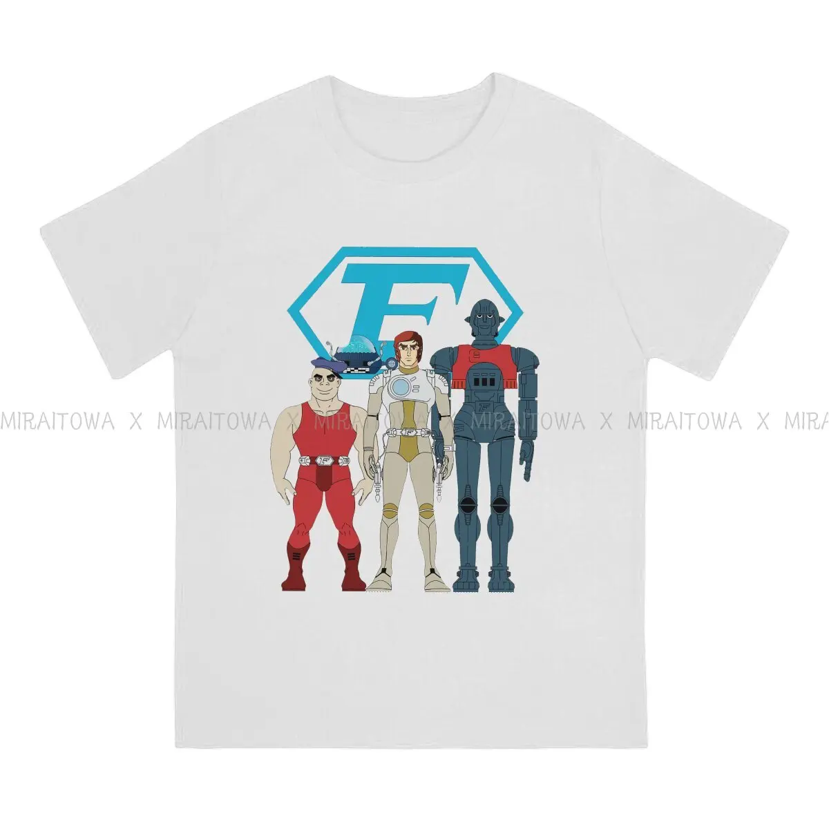 Crew Newest TShirts Captain Future Futuremen Anime Men Harajuku Pure Cotton Streetwear T Shirt Round Neck