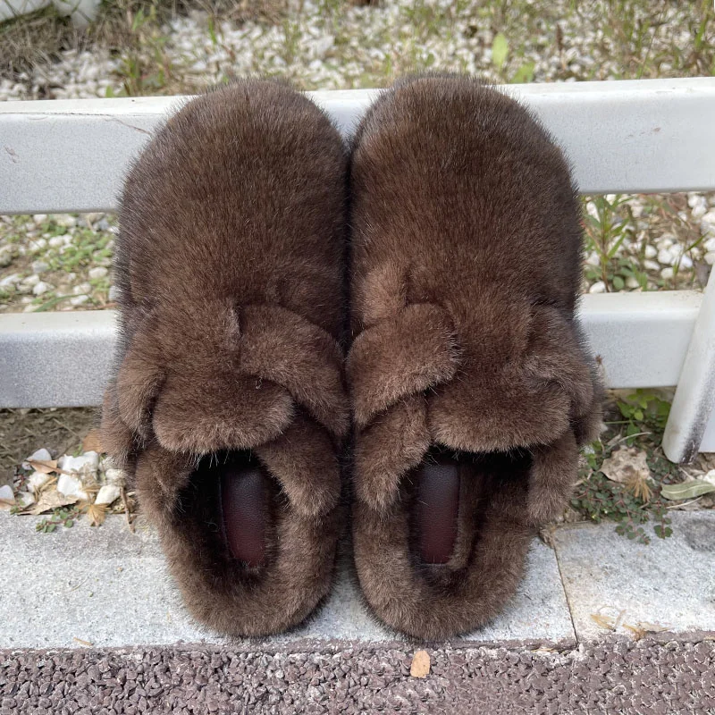 Faux Fur Mules Slippers For Women Clogs Classic Cork Antislip Outdoor Slippers With Arch Support Woman Mules and Clogs Shoes