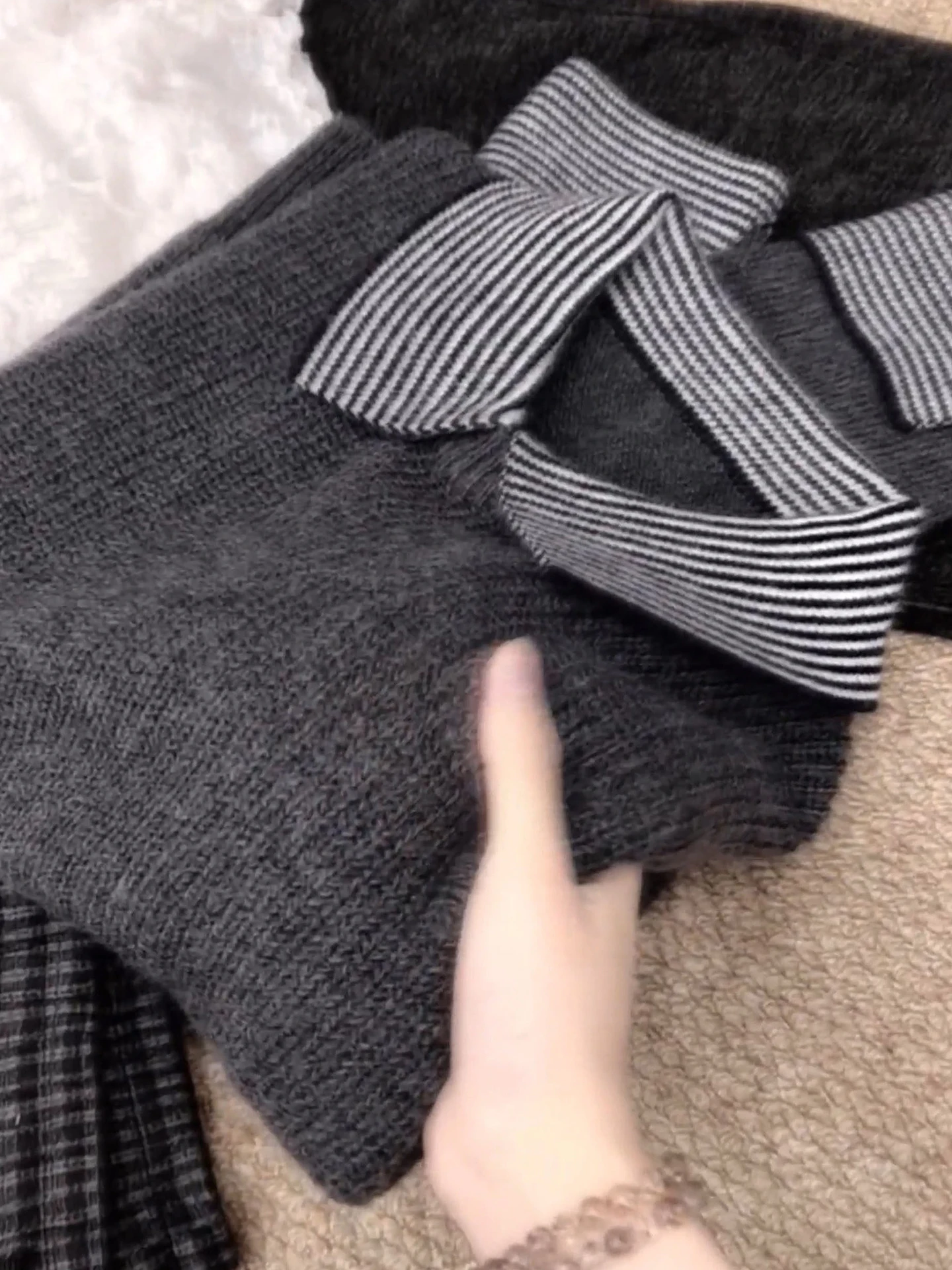 

Модный вязаный топ Camere контрастного цвета с отложным воротником Long Sve, универсальный простой зимний женский топ Faion