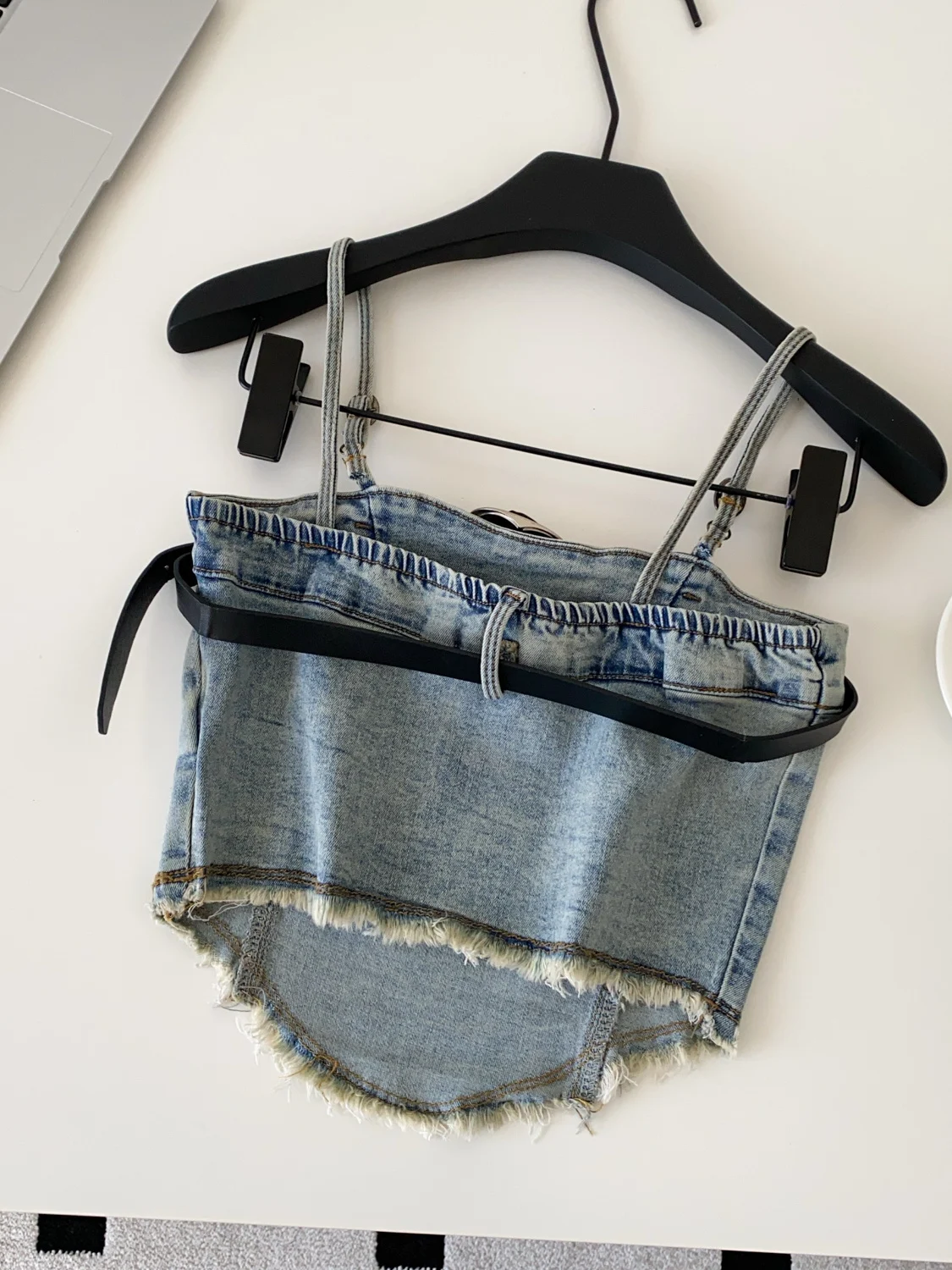 سترة Sweet Spicy Girl بحزام من قماش الدنيم للنساء، طبقة أساسية شتوية غير متماثلة، سترة متوترة للتنقل، مقاس نحيف... #4