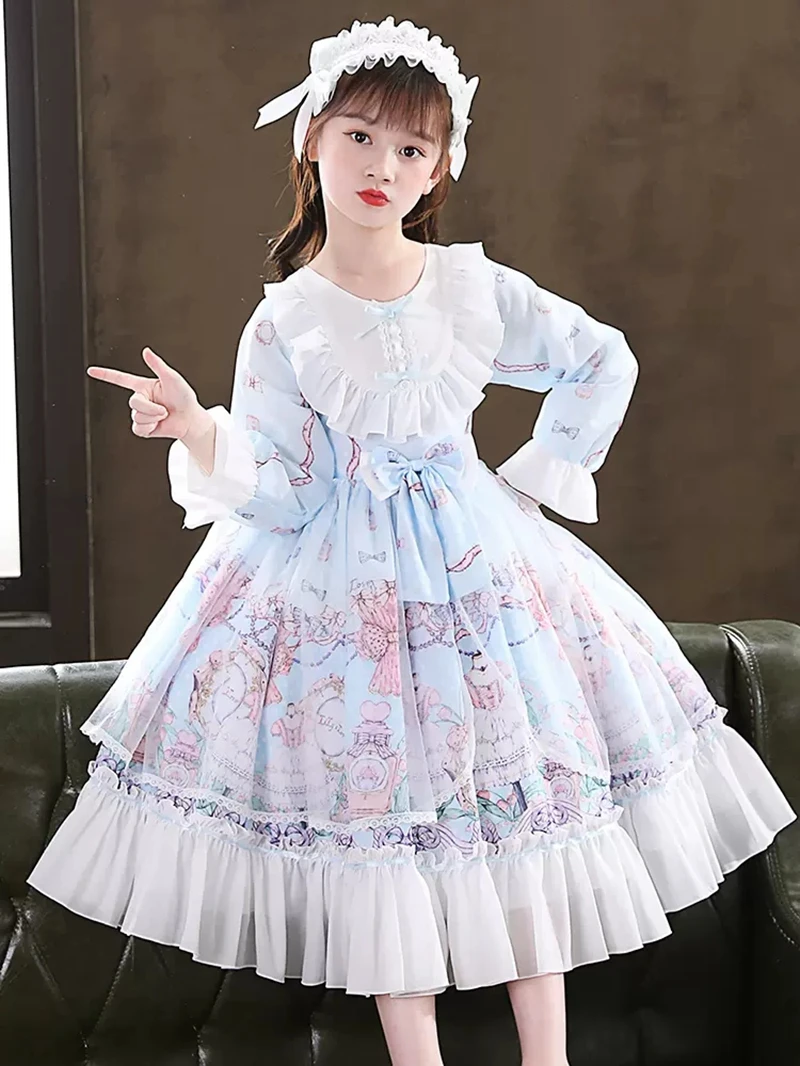 Vestido de fiesta de princesa de terciopelo para niña, vestido de boda Kawaii de Lolita, Otoño e Invierno