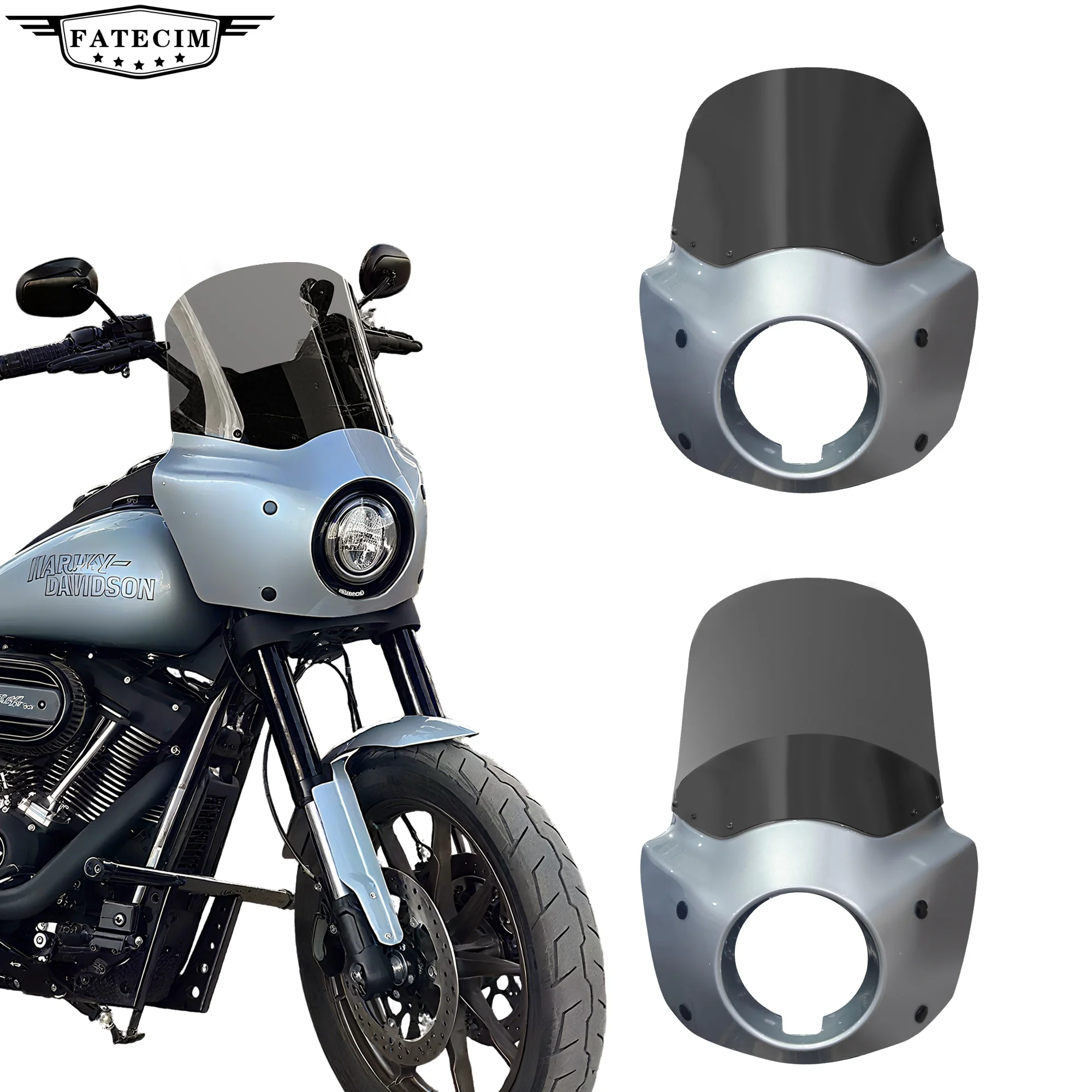 Barracuda Silber 11-Zoll-Motorrad-Frontverkleidung für Road Warrior Verkleidung nur für Harley Softail Low Rider S FXLRS 2020–2024